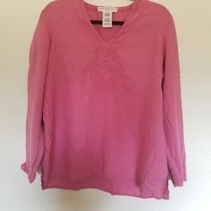 Josephine Chaus Women's Pink Blouse Embroidered